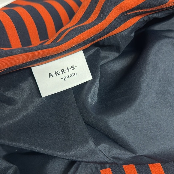 Akris Punto Blazer Jacket Heavyweight Coat Button Down Striped Orange Blue US 12 - Picture 9 of 11
